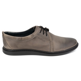 Sapatos casuais masculinos de couro 2131 POLBUT cinza marrom