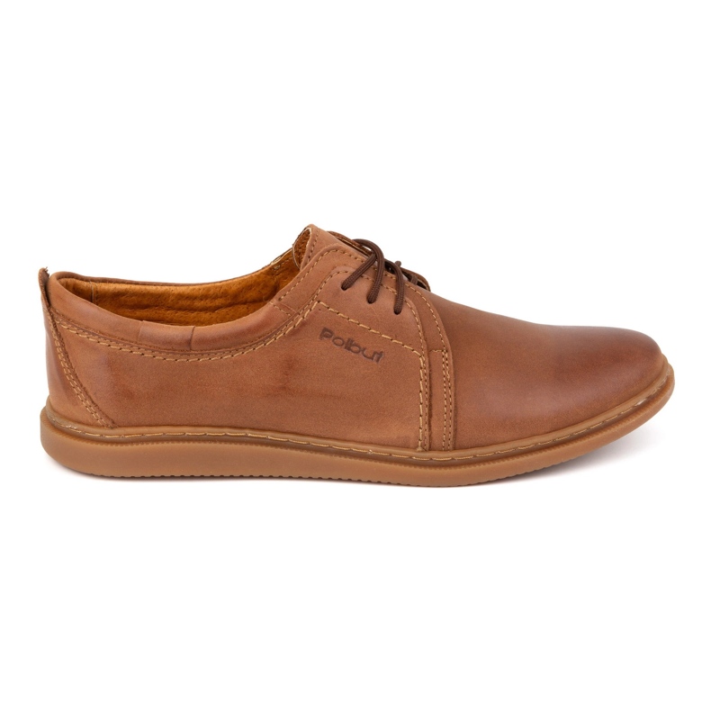Sapatos casuais masculinos de couro 2131 POLBUT camelo castanho