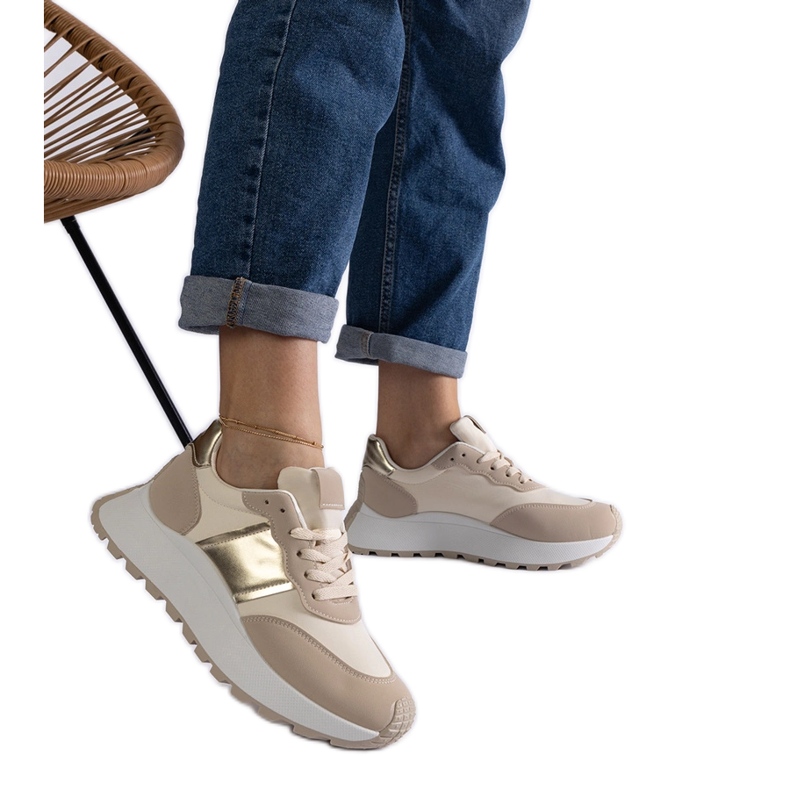 Tênis plataforma bege