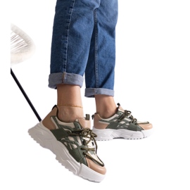 Tênis feminino verde e bege