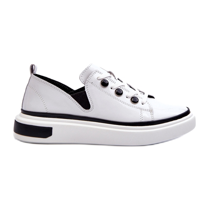 S.Barski Sapatos esportivos femininos lacados em couro LR535 Branco