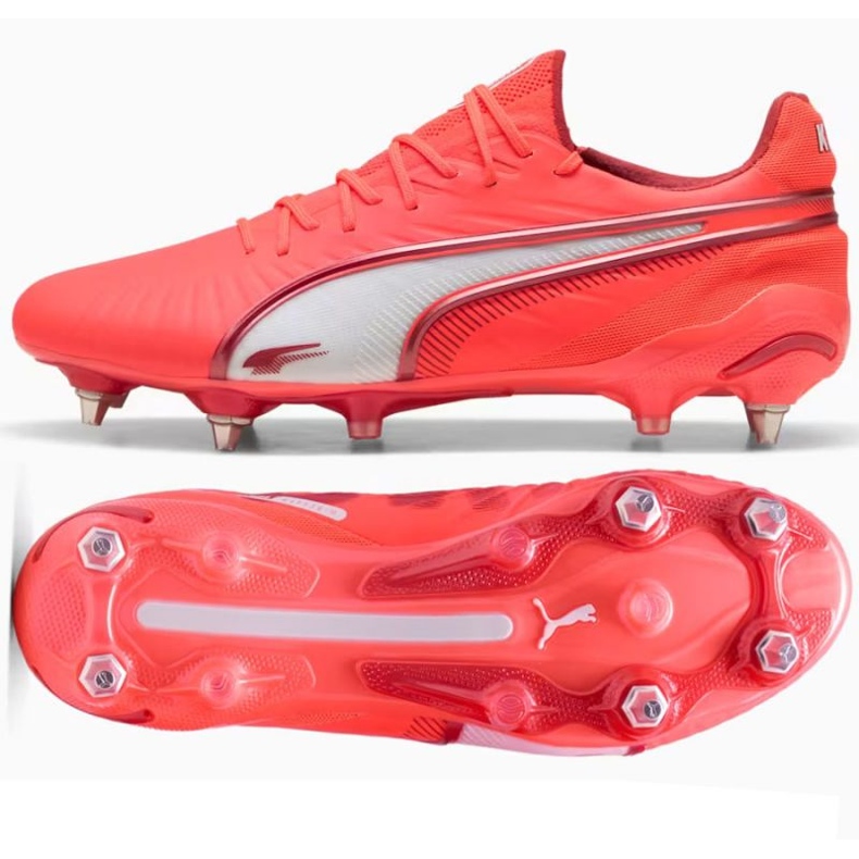 Puma King Ultimate MXSG 108304-01 Sapatos de futebol vermelho