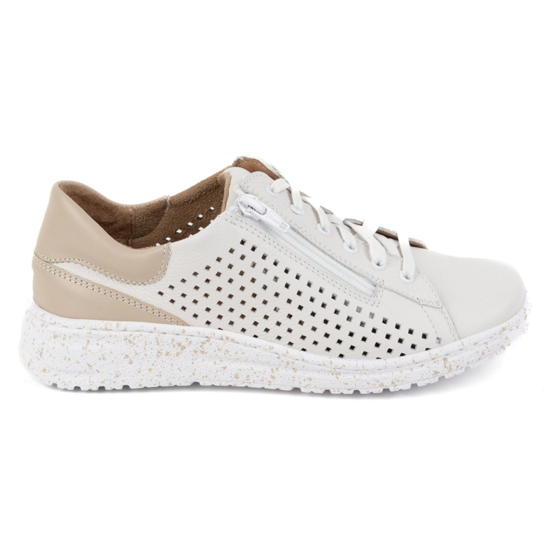 WASAK Sapatos femininos, tênis de couro perfurado 0720PW, branco