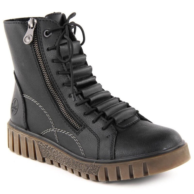 Botas de couro Rieker feminino Y3410-00 Black preto