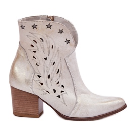 Lewski Shoes Botas de cowboy de couro aberto no Lewski Post 3613 Zloty limpou dourado