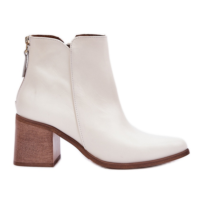 Bots no post Zazoo de couro natural 3673 branco