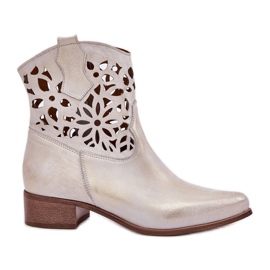 Zazoo 3404 botas abertas com couro de baixo tipo de couro limpo dourado