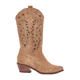 Botas de camurça com um Upper Zazoo 3609 Beige OpenWork bege