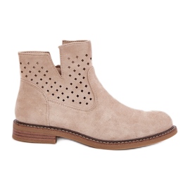Botas lisadas com um bege de luz de bota aberta
