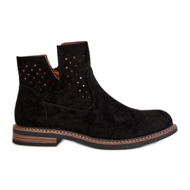 Botas lisadas com uma parte superior preta superior aberta preto