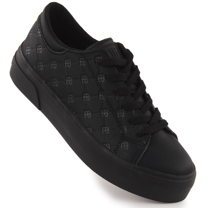 Tênis de couro ECO feminino Black Big Star RR274335 preto