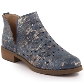 M. DASZYŃSKI Botas femininas, Open Work Wiping, m azul M. DASZYŃSKI Botas femininas, Open Work Wiping, m azul