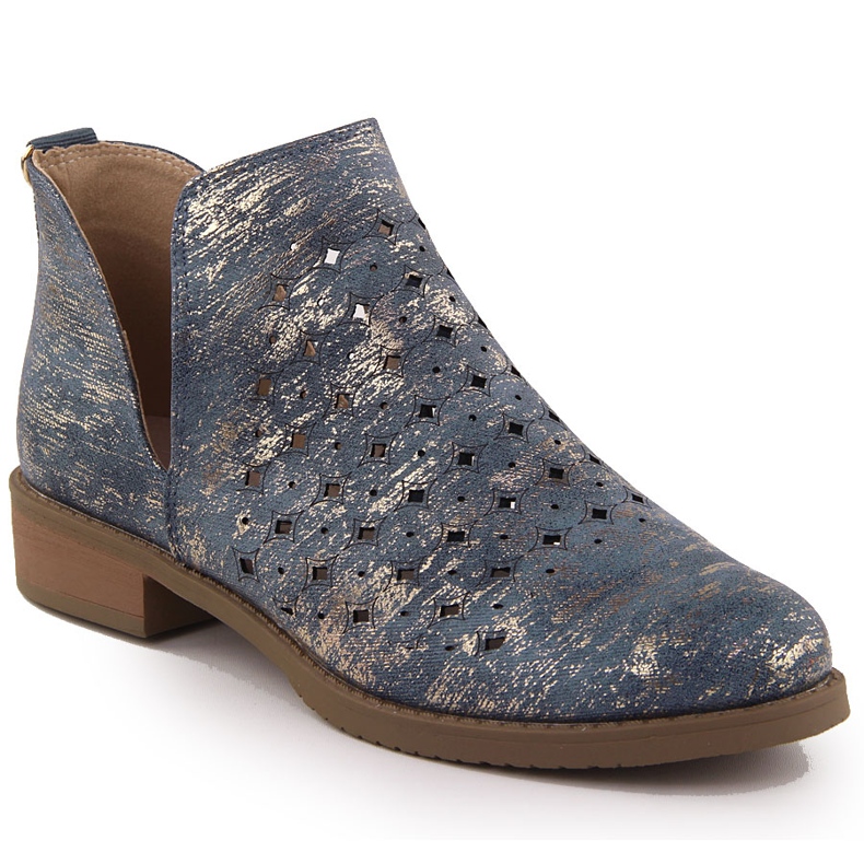 M. DASZYŃSKI Botas femininas, Open Work Wiping, m azul M. DASZYŃSKI Botas femininas, Open Work Wiping, m azul