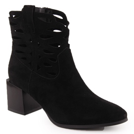 M. DASZYŃSKI Botas femininas no Black Openwork Suede Post preto