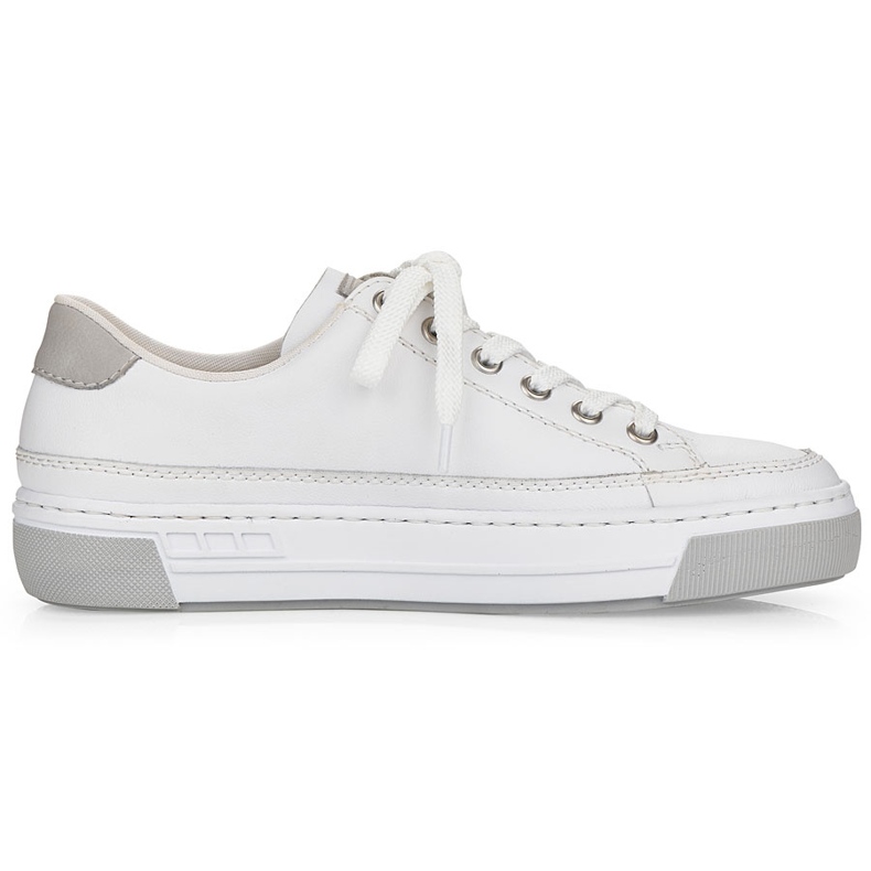 White Rieker L8847-80 Sapatos esportivos de couro feminino branco