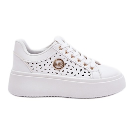 Tênis OpenWork com detalhes dourados brancos