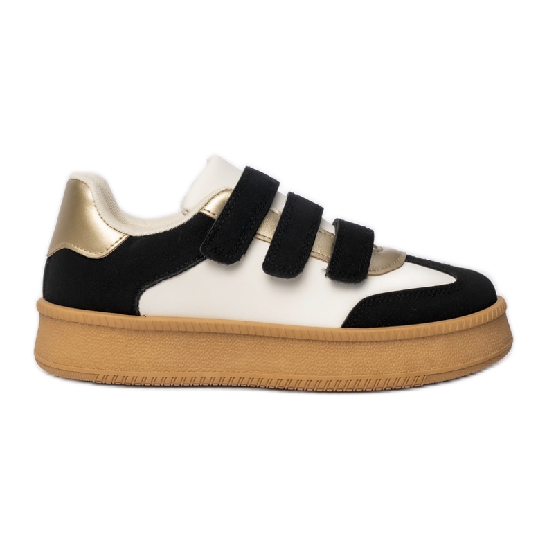 Tênis femininos com inserções metálicas em preto e branco