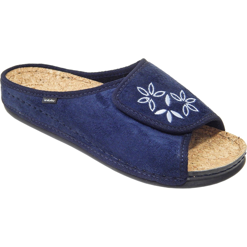Slippers femininos da Inblu Korków 155d153 azul com bordado