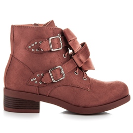 Ideal Shoes Botas com laços rosa