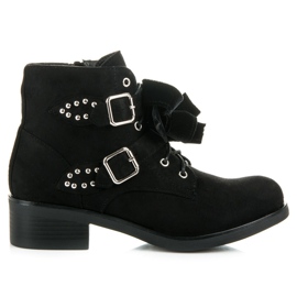 Ideal Shoes Botas com laços preto Ideal Shoes Botas com laços preto