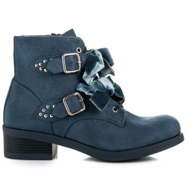 Ideal Shoes Botas com laços azul