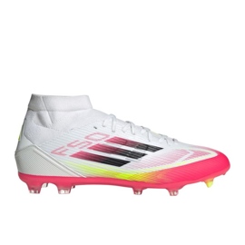 Adidas F50 League FG/MG Mid Ji0434 Sapatos de futebol branco e vermelho