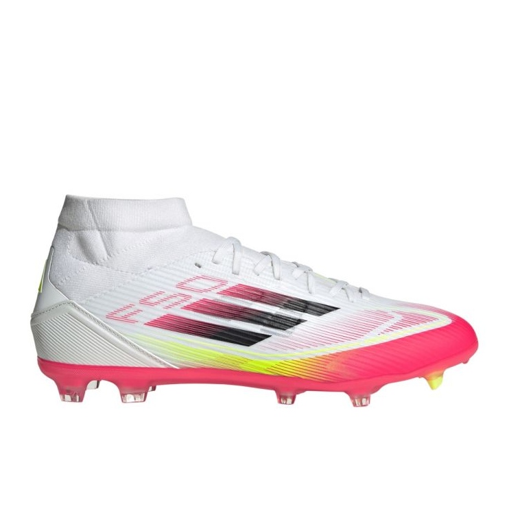 Adidas F50 League FG/MG Mid Ji0434 Sapatos de futebol branco e vermelho