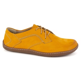 Olivier Sapatos de couro minimalista de pés descalços femininos 1082 Nubuk Mustard amarelo