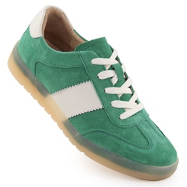 Sapatos de couro feminino em camurça Green Filippo 6770 verde