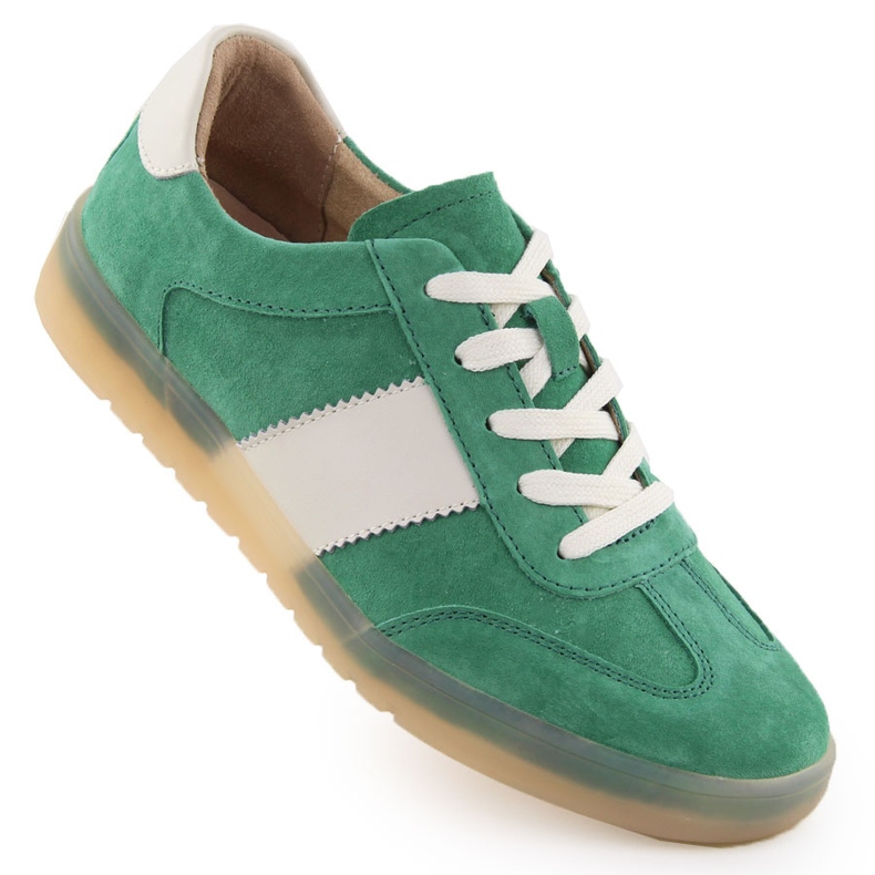 Sapatos de couro feminino em camurça Green Filippo 6770 verde