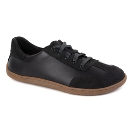 Sapatos descalços de couro minimalista wasak 0744w preto