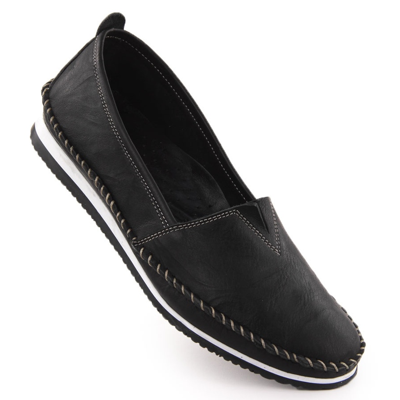 Mocassins de couro feminino escorregaram T.SOKOLSKI W25-741 preto