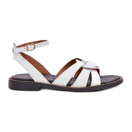 Sandálias de couro feminino com saltos planos zazoo 3688 branco