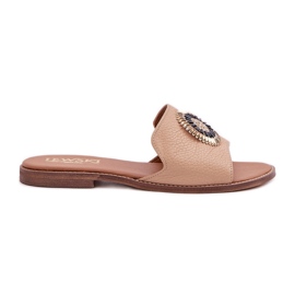 Lewski Shoes Chinelos de couro com Lewski 3047/o bege marrom