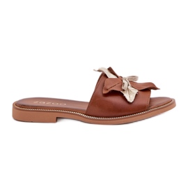 Flippers com decoração de couro natural zazoo 3574/z camel marrom
