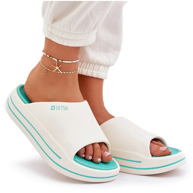 Chinelos femininos na plataforma Big Star NN274A038 CHAM branca branco