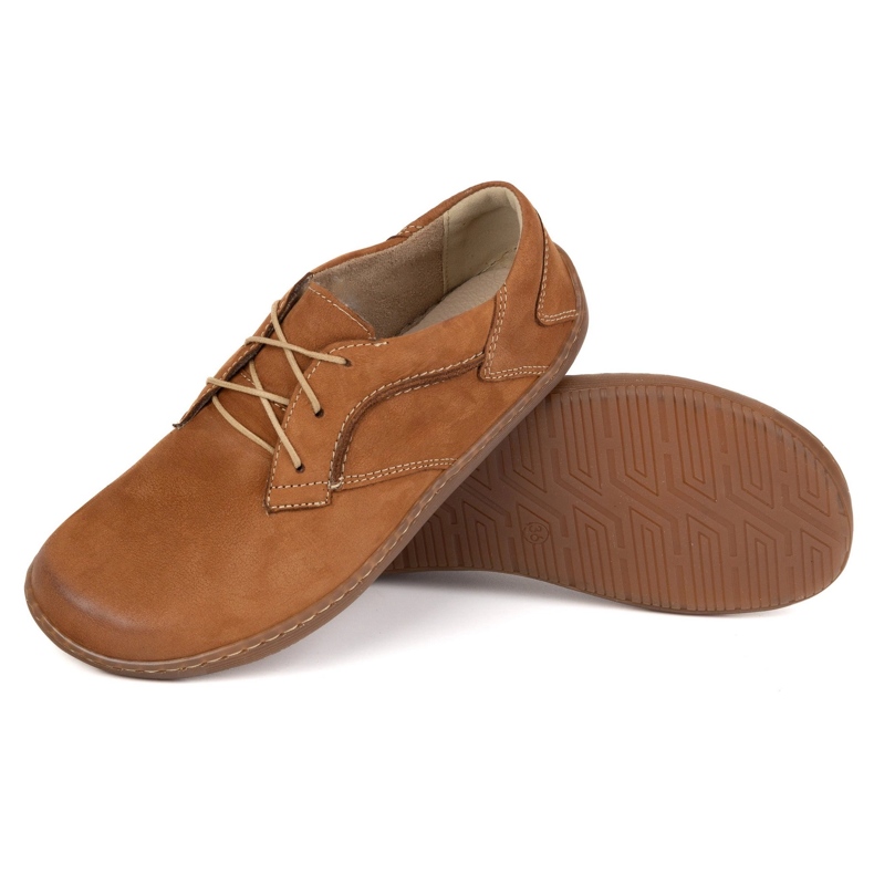 Olivier Sapatos de couro minimalista de pés descalços femininos 1082 NUBUK BROWN castanho