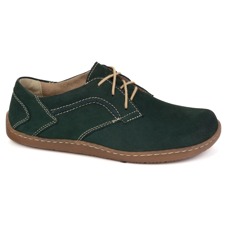 Olivier Sapatos de couro minimalista feminino Barefoot 1082 Nubuk verde escuro