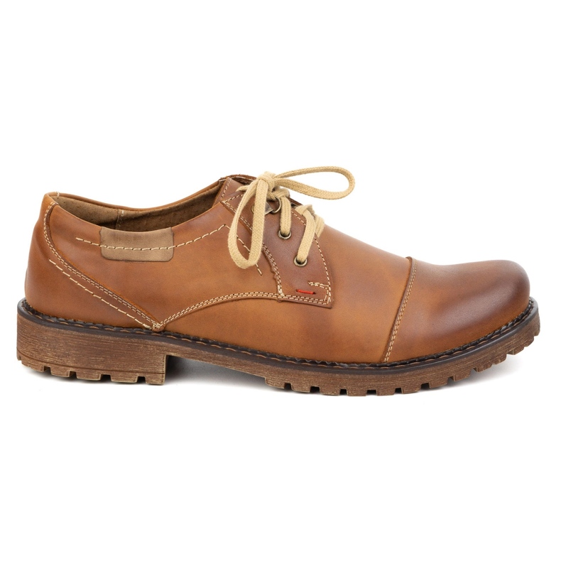 Sapatos de couro masculinos Olivier 312GT com um pé marrom perfurado castanho
