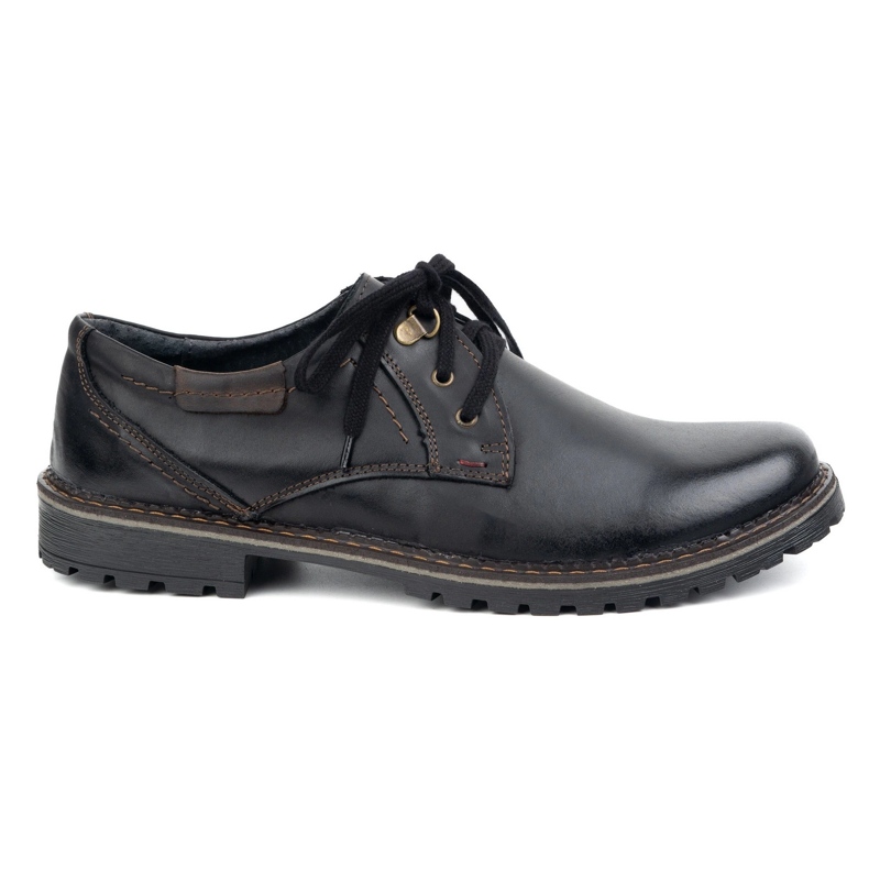 Sapatos de couro masculinos Olivier 312Gt Black preto