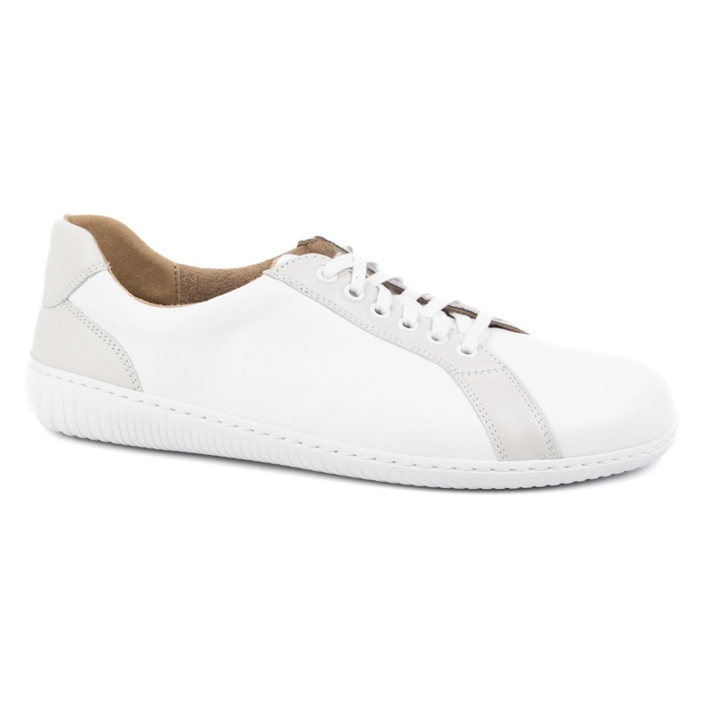 WASAK Sapatos de couro minimalista dos homens descalços 0741W branco