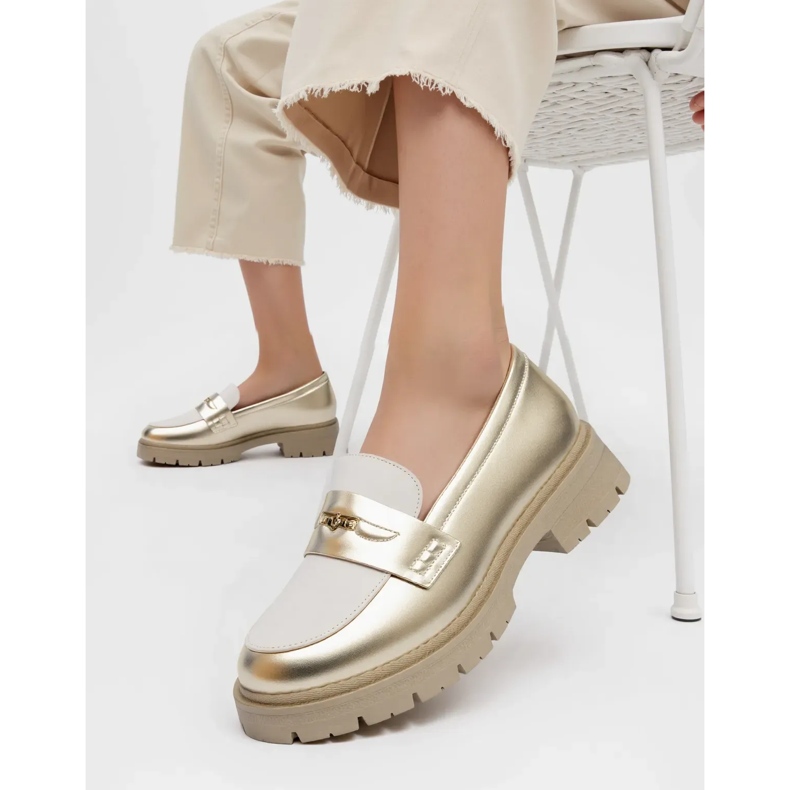 Mocassins de ouro femininos dourado