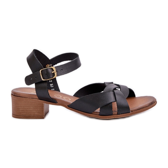 Sandálias de couro com um delicado salto zazoo 40372 preto