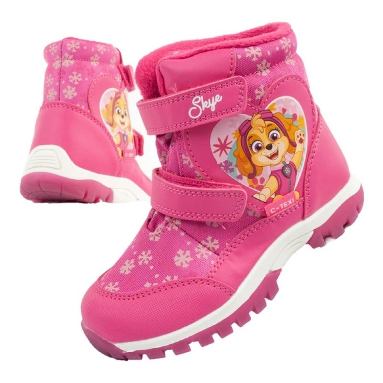 Sapatos, botas de neve de cerda PW009837 Motivo de patrulha PSSI rosa