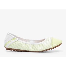 D/GMR Bailarinas laqueadas em verde pastel de Debbie branco