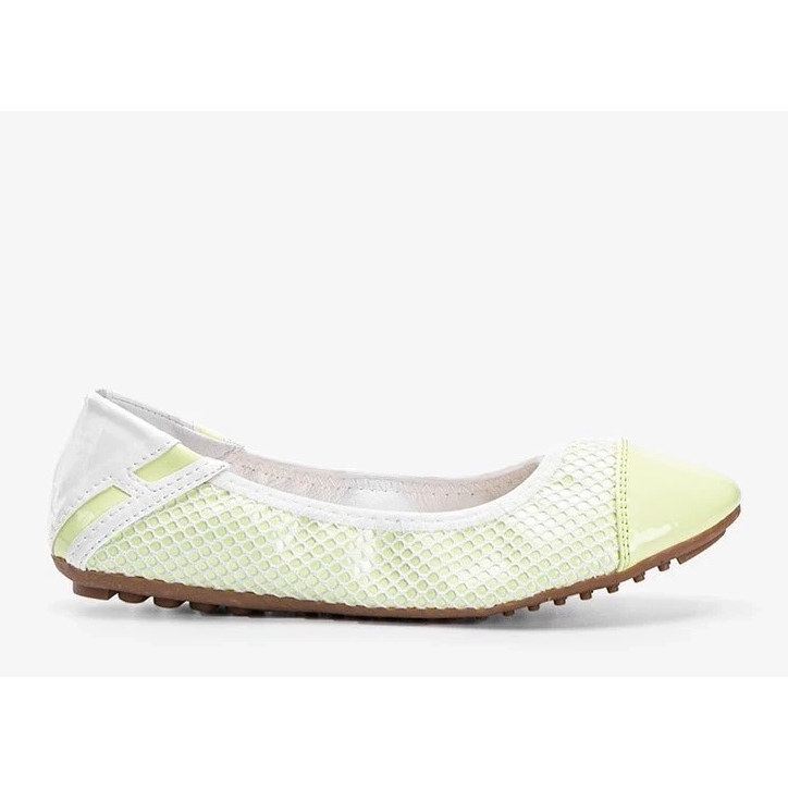 D/GMR Bailarinas laqueadas em verde pastel de Debbie branco