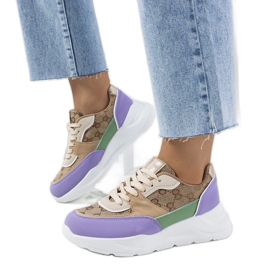 D/GMR Sapatilhas de mulher Elyne bege e roxo