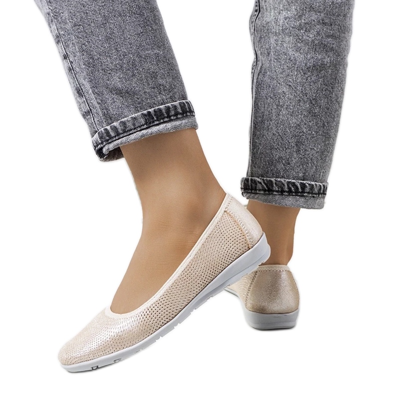 D/GMR Bailarinas Elmas de couro bege