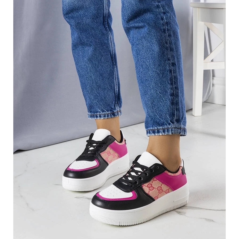 D/GMR Tênis feminino rosa e preto Luzia