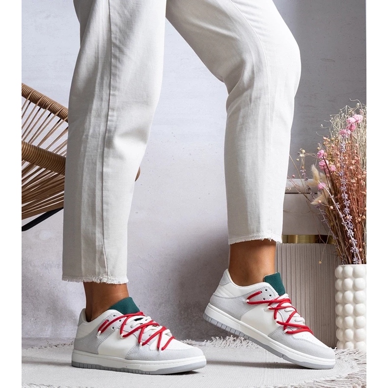 D/GMR Tênis cinza tênis femininos com cadarços vermelhos Arcobaleno D/GMR Tênis cinza tênis femininos com cadarços vermelhos Arcobaleno